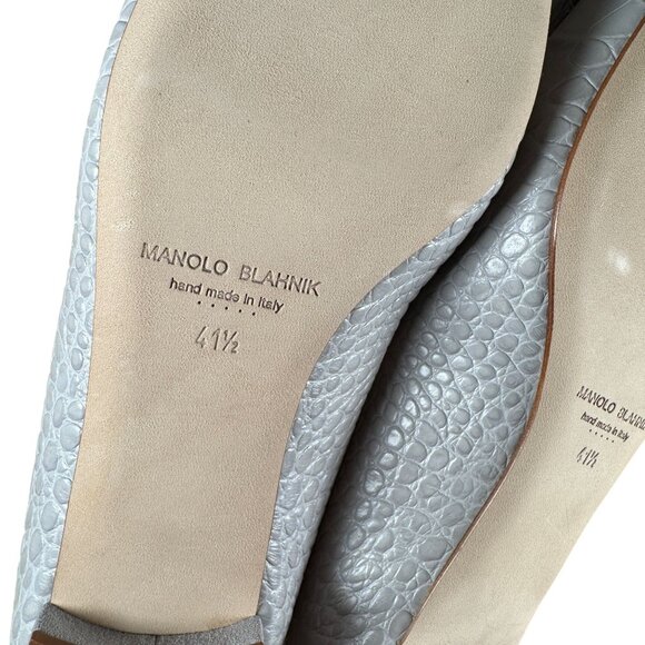Manolo Blahnik Maysale Pump Flat Light Gray Pointed Toe Size EU 41.5 - Picture 6 of 12